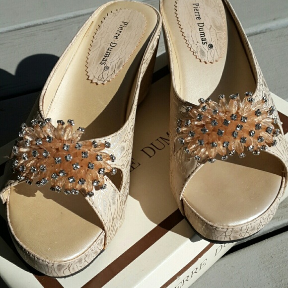 Pierre Dumas Beaded Accent Chunky Slip-on Wedges - Picture 8 of 16